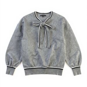 Adrianna Papell Gray Sweater with Bow Detail